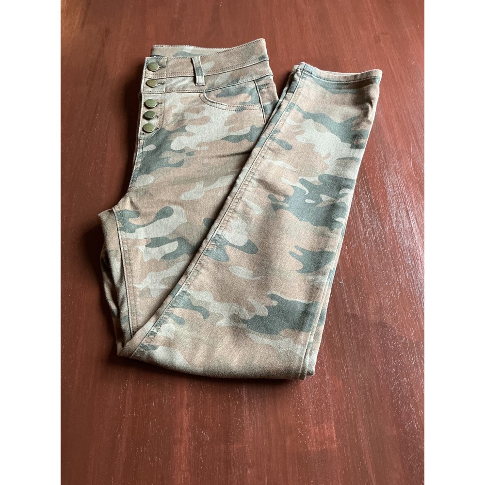 Tinseltown Denim Couture Camo Skinny Jeans High Rise Button Fly Size 9 Green